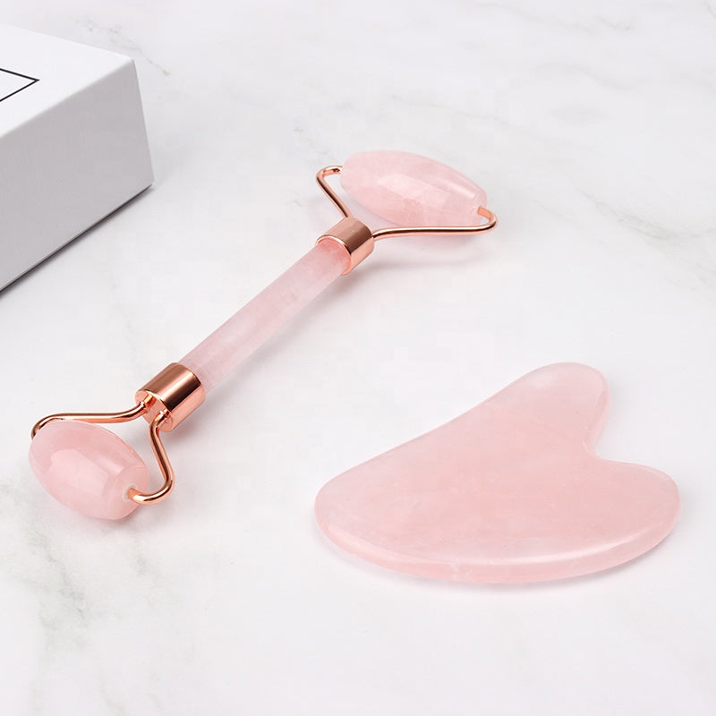 Rose Quartz Facial Roller with Guasha