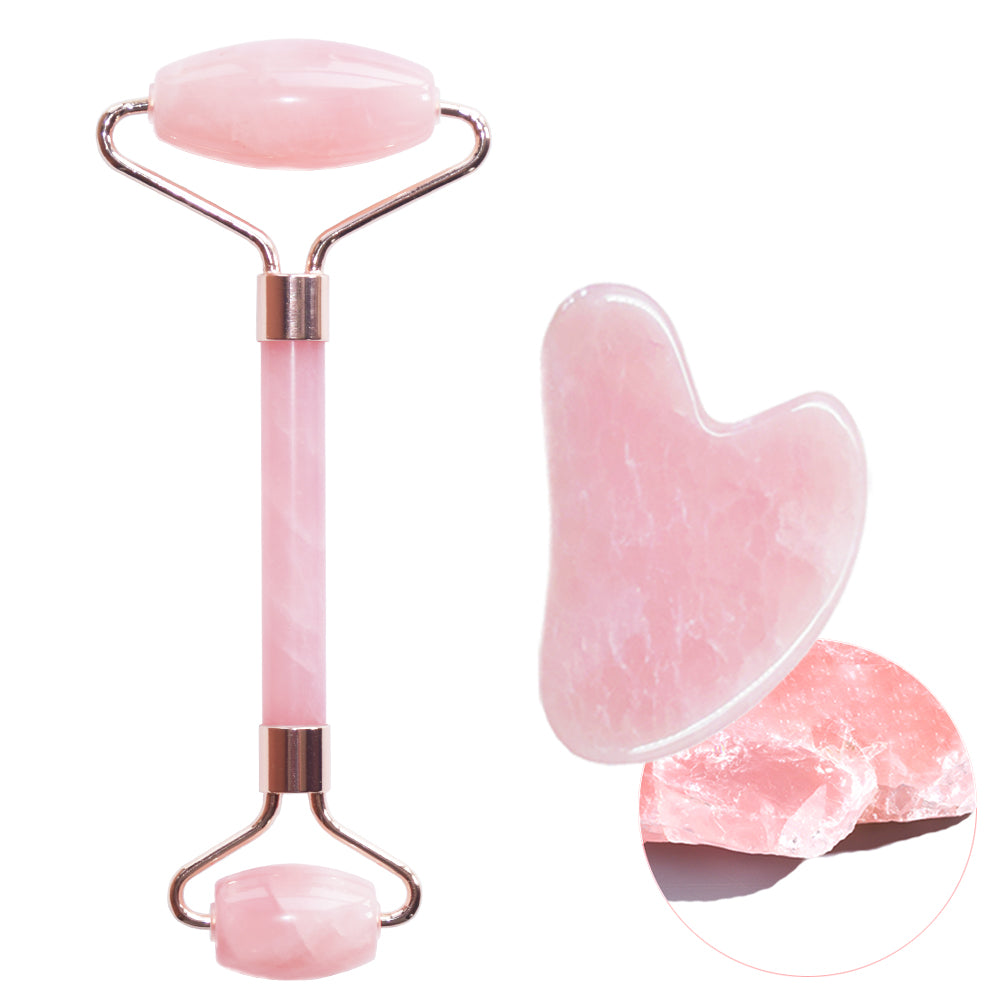 Rose Quartz Facial Roller with Guasha